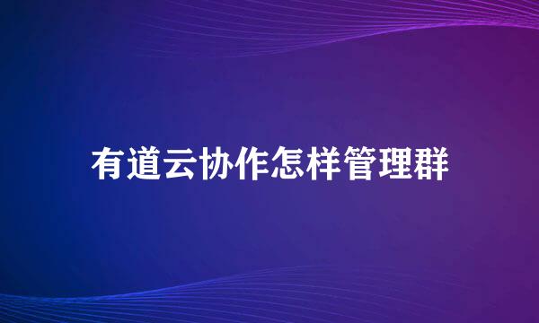有道云协作怎样管理群