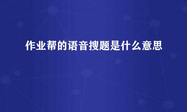 作业帮的语音搜题是什么意思