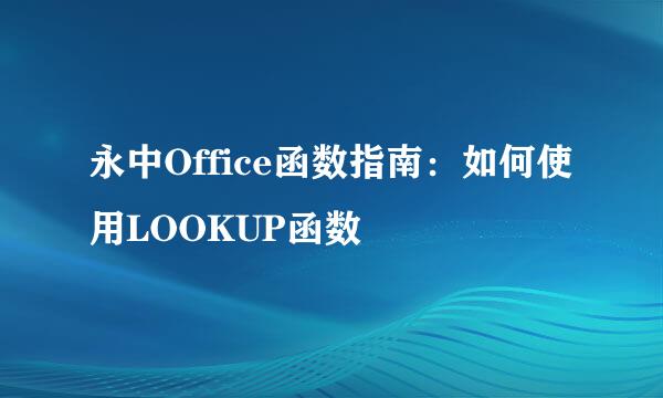 永中Office函数指南：如何使用LOOKUP函数