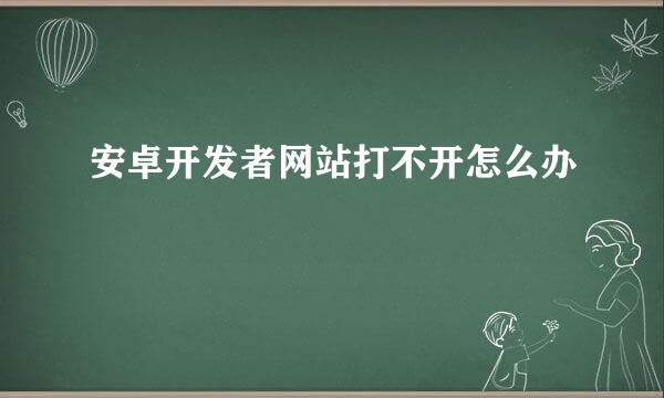 安卓开发者网站打不开怎么办