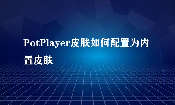 PotPlayer皮肤如何配置为内置皮肤