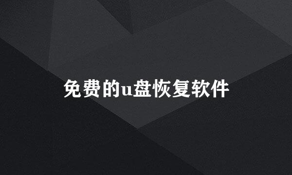 免费的u盘恢复软件