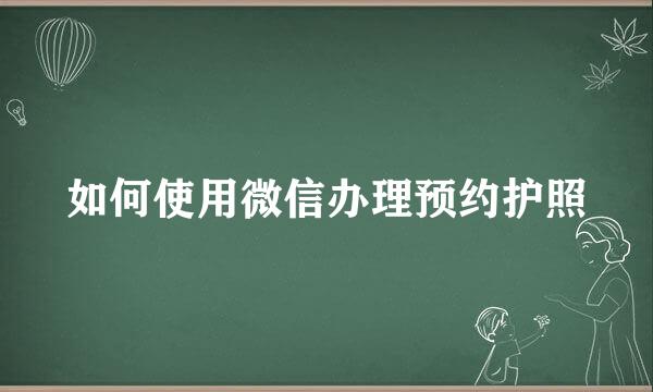 如何使用微信办理预约护照