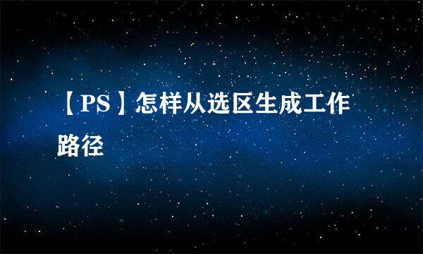 【PS】怎样从选区生成工作路径