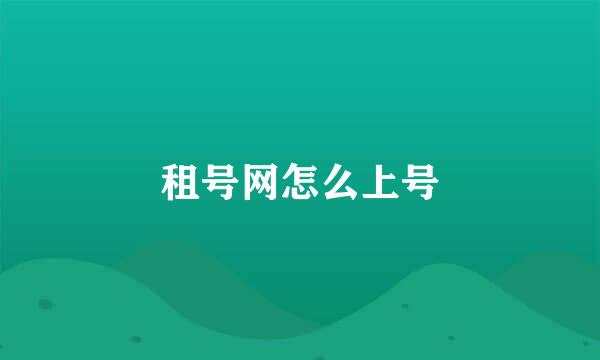 租号网怎么上号
