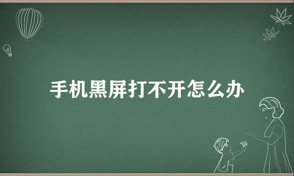 手机黑屏打不开怎么办