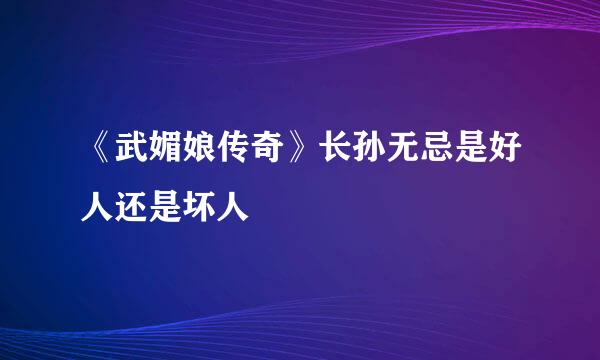 《武媚娘传奇》长孙无忌是好人还是坏人