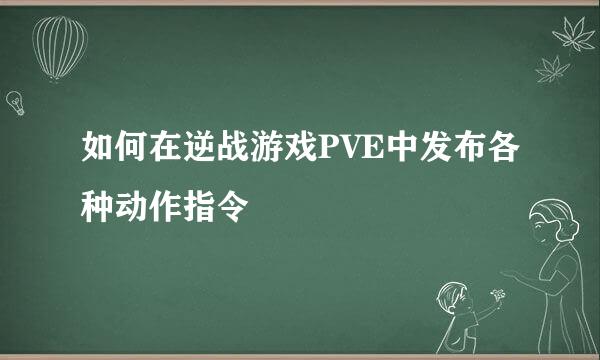 如何在逆战游戏PVE中发布各种动作指令