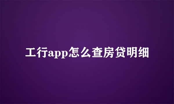 工行app怎么查房贷明细