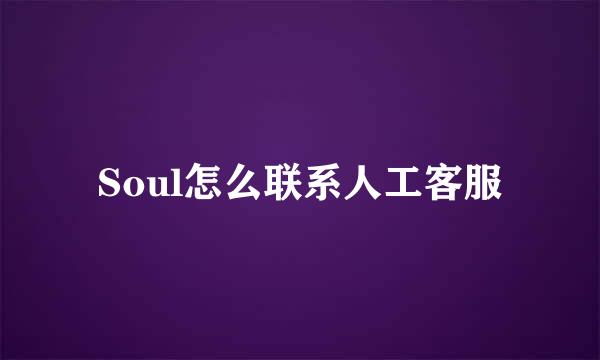 Soul怎么联系人工客服