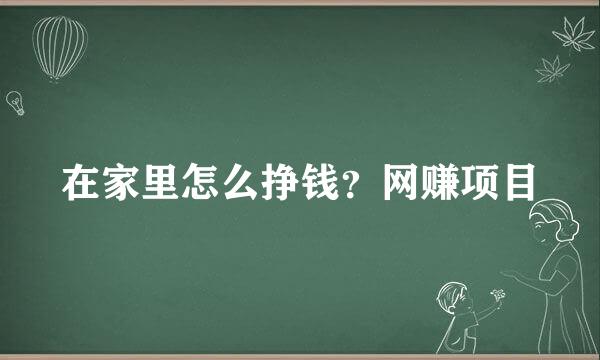 在家里怎么挣钱？网赚项目