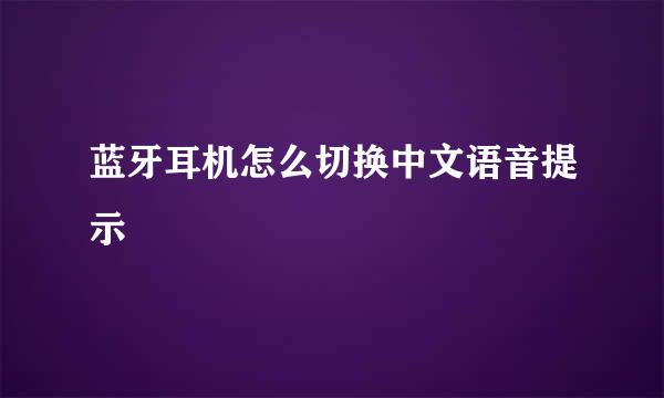 蓝牙耳机怎么切换中文语音提示