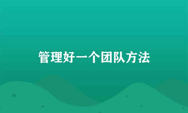 管理好一个团队方法