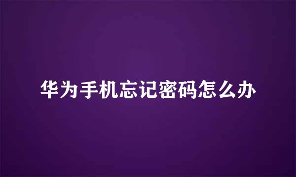 华为手机忘记密码怎么办