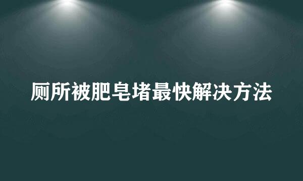 厕所被肥皂堵最快解决方法