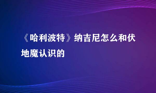 《哈利波特》纳吉尼怎么和伏地魔认识的