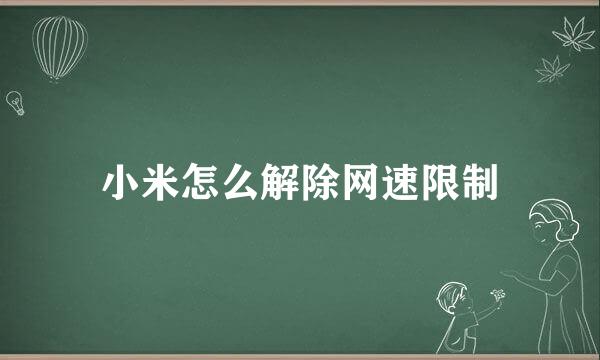 小米怎么解除网速限制