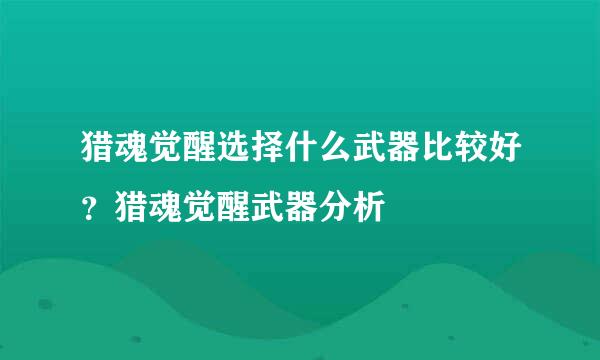 猎魂觉醒选择什么武器比较好？猎魂觉醒武器分析