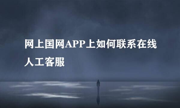 网上国网APP上如何联系在线人工客服