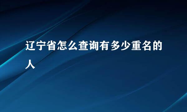 辽宁省怎么查询有多少重名的人
