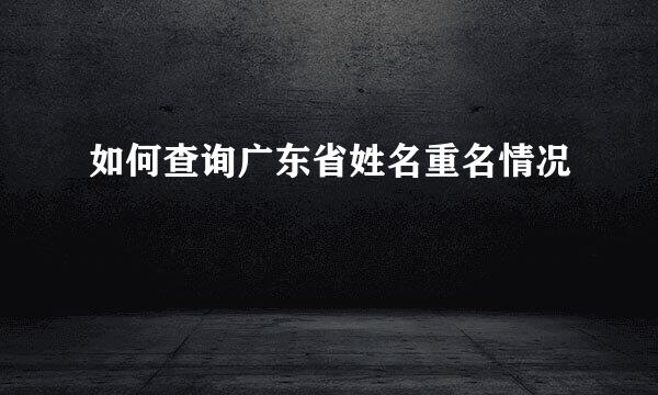 如何查询广东省姓名重名情况