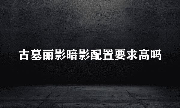 古墓丽影暗影配置要求高吗