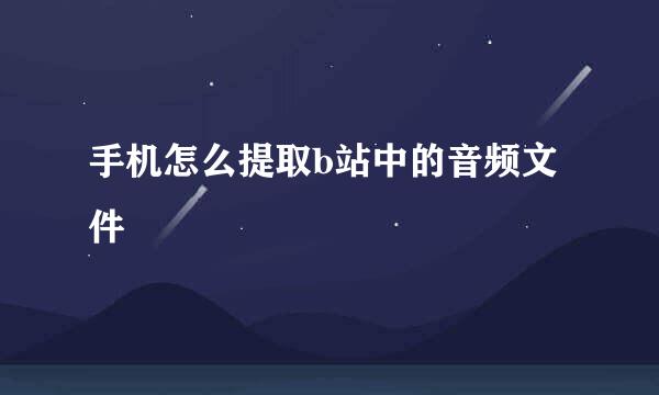 手机怎么提取b站中的音频文件