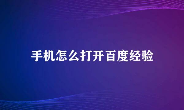 手机怎么打开百度经验