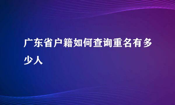 广东省户籍如何查询重名有多少人