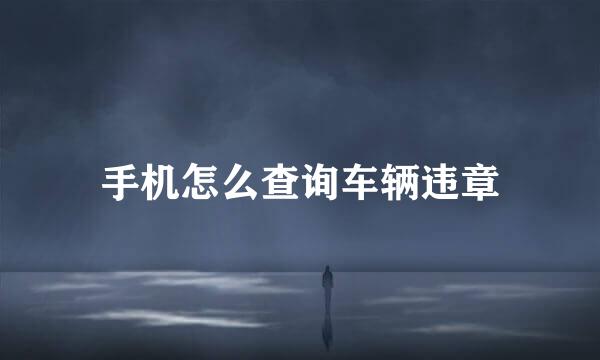手机怎么查询车辆违章