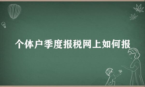 个体户季度报税网上如何报