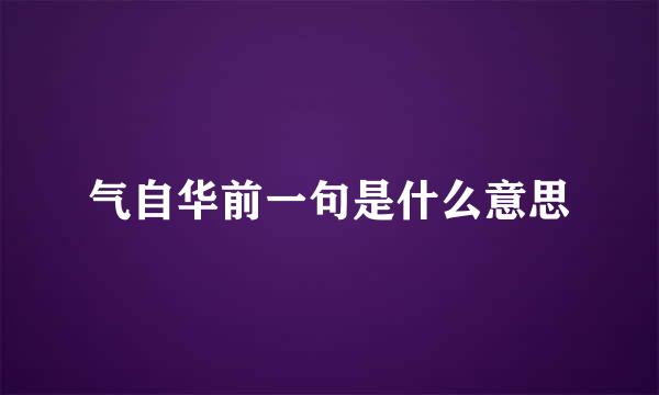 气自华前一句是什么意思