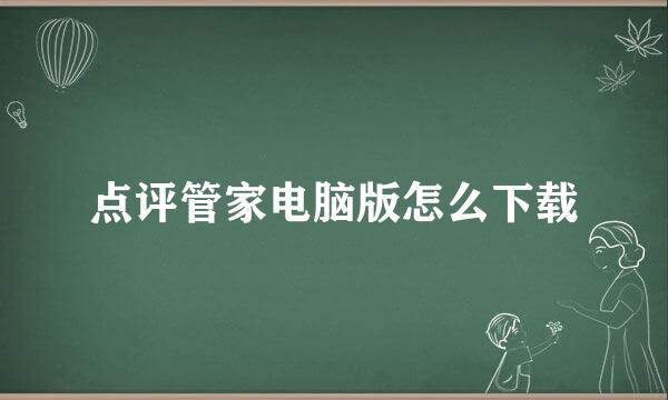 点评管家电脑版怎么下载