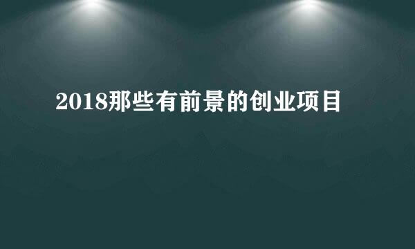 2018那些有前景的创业项目