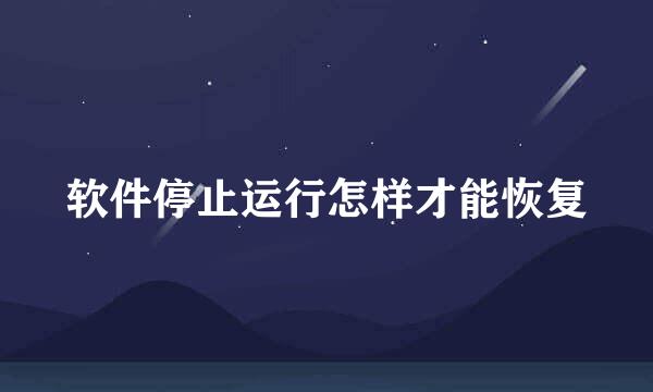 软件停止运行怎样才能恢复