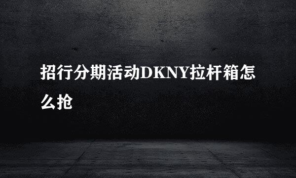 招行分期活动DKNY拉杆箱怎么抢