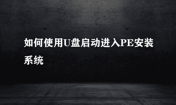 如何使用U盘启动进入PE安装系统