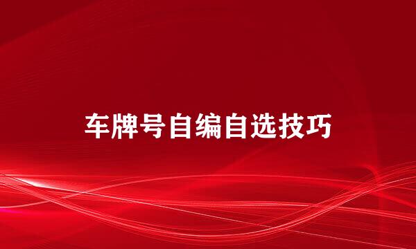 车牌号自编自选技巧