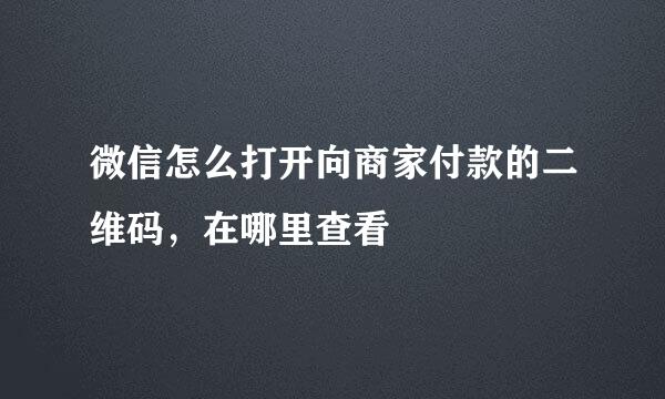 微信怎么打开向商家付款的二维码，在哪里查看
