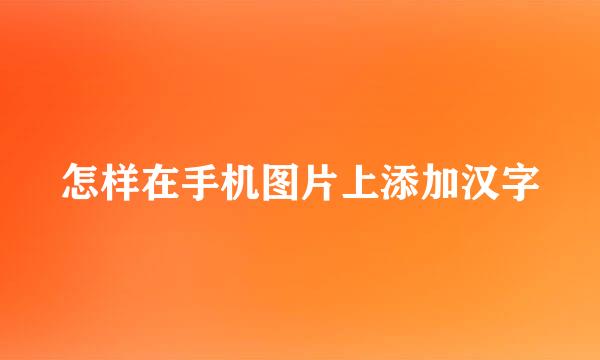 怎样在手机图片上添加汉字