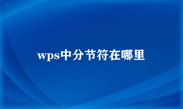 wps中分节符在哪里