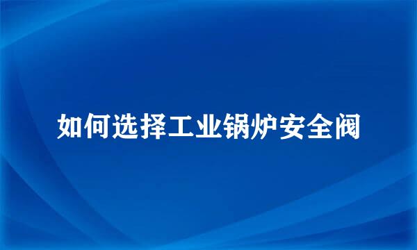 如何选择工业锅炉安全阀