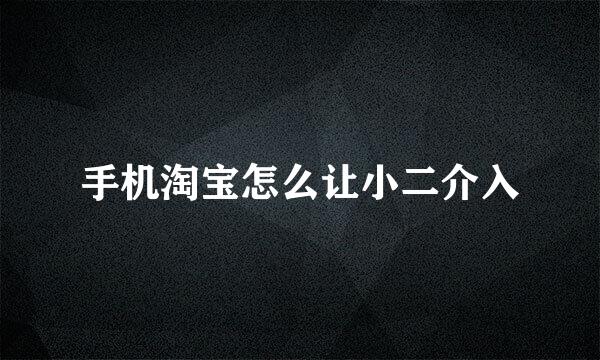 手机淘宝怎么让小二介入