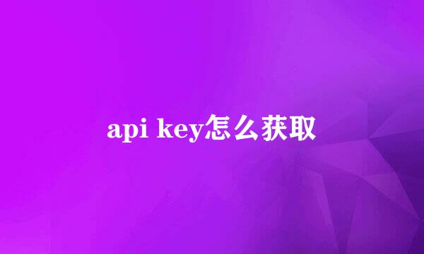 api key怎么获取