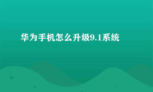 华为手机怎么升级9.1系统