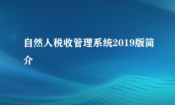 自然人税收管理系统2019版简介