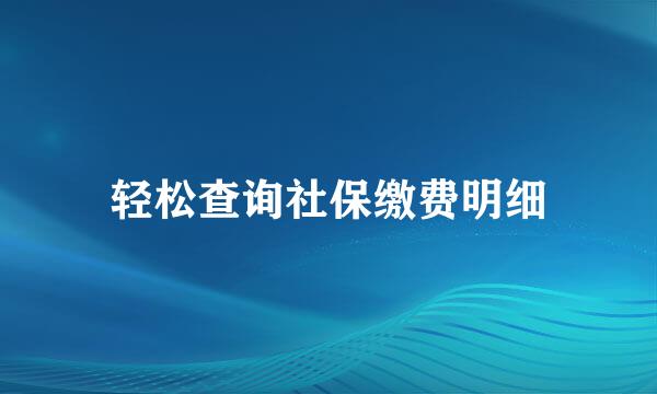 轻松查询社保缴费明细