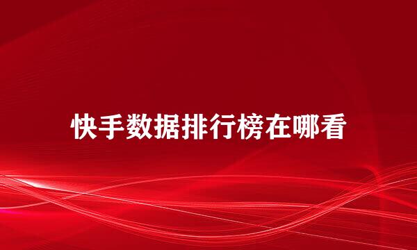 快手数据排行榜在哪看