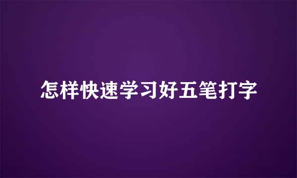 怎样快速学习好五笔打字