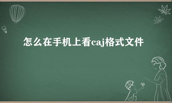 怎么在手机上看caj格式文件